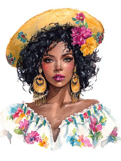 Floral Portrait — Watercolor Print. poster print