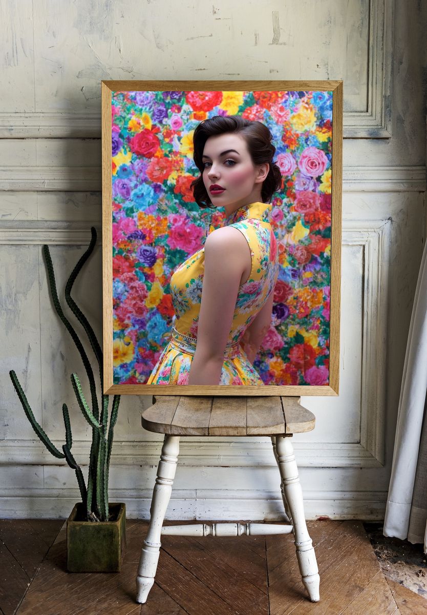 Floral Portrait Fashion Poster. — room view 1