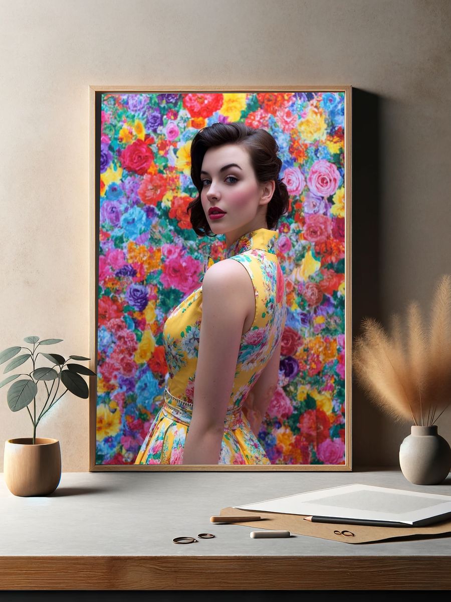 Floral Portrait Fashion Poster. — room view 2