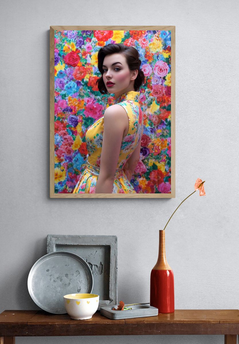 Floral Portrait Fashion Poster. — room view 3