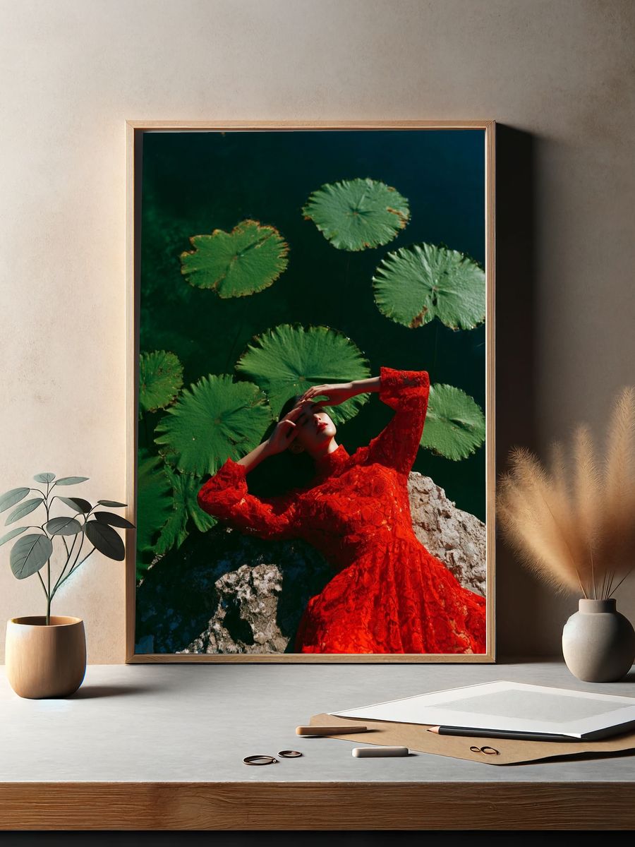 Woman in Red Dress — Fashion Photography Print. — room view 2