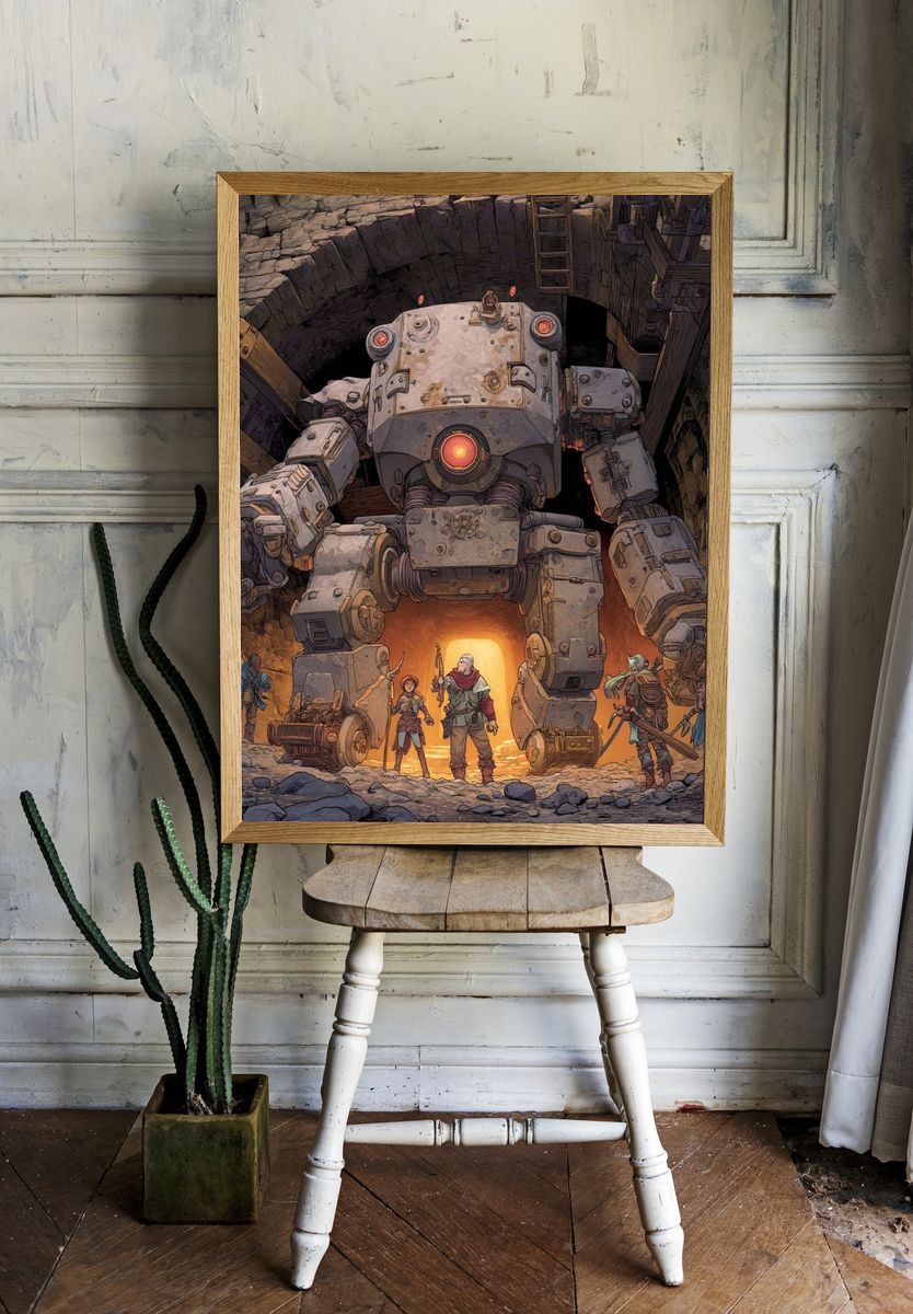 Fantasy Robot Adventure — Digital Art Print. — room view 1