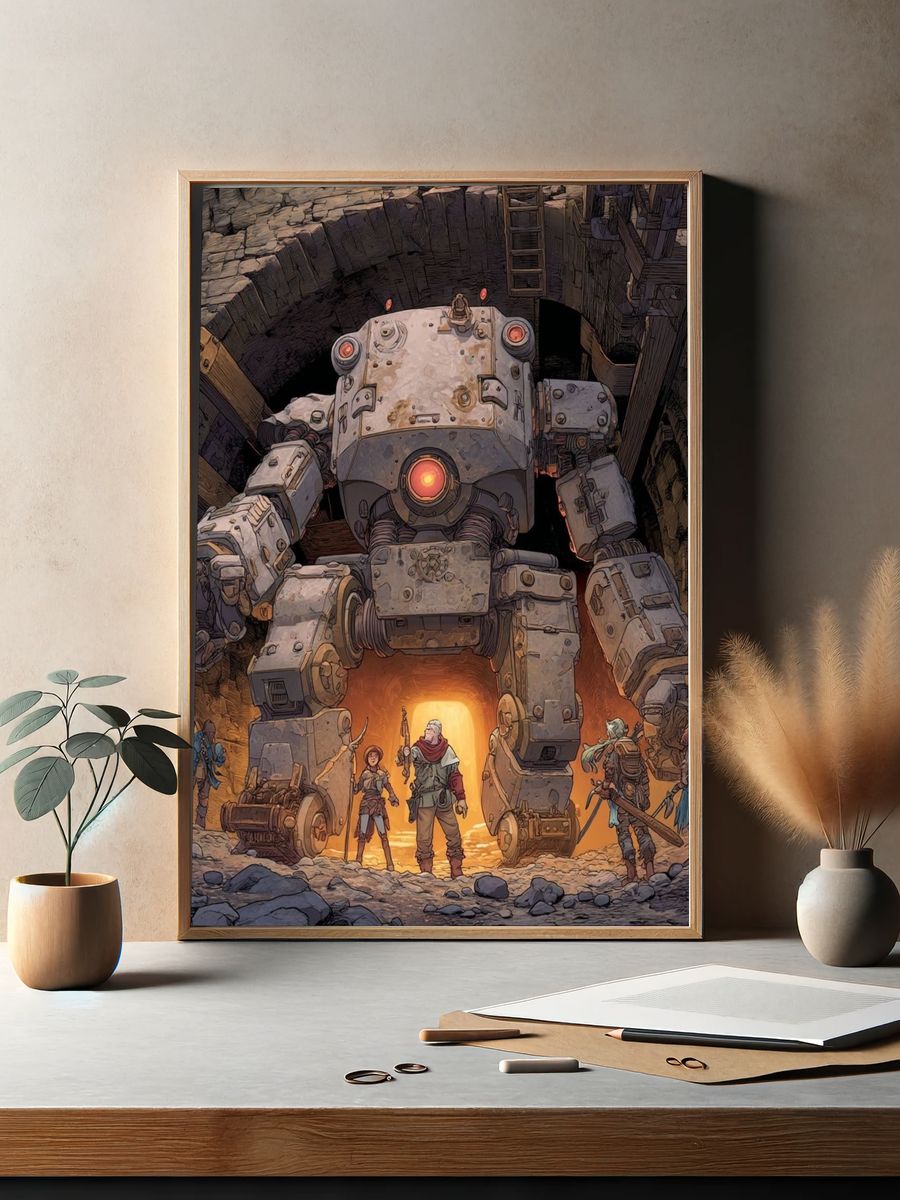 Fantasy Robot Adventure — Digital Art Print. — room view 2