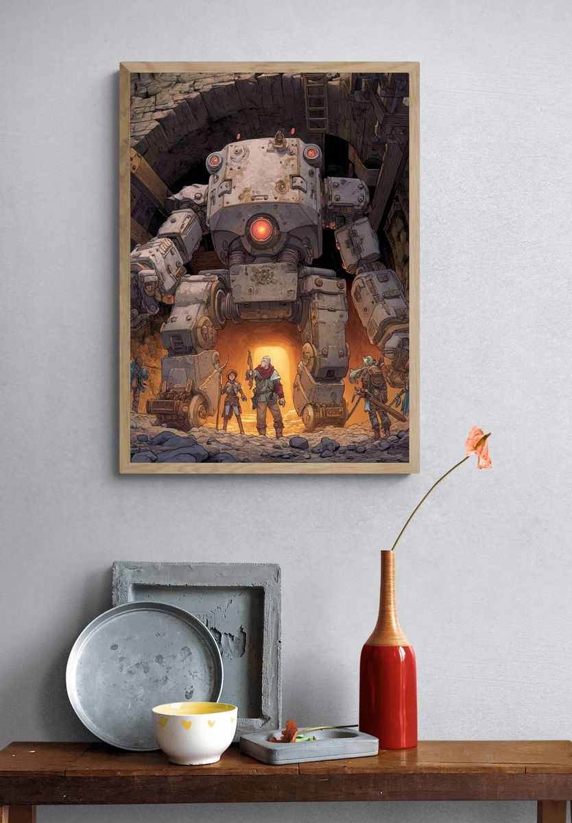 Fantasy Robot Adventure — Digital Art Print. — room view 3