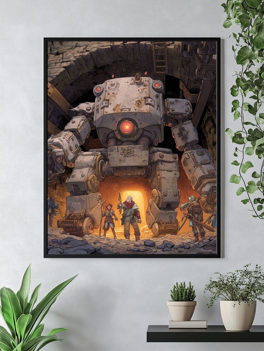 Fantasy Robot Adventure — Digital Art Print. — room view 4