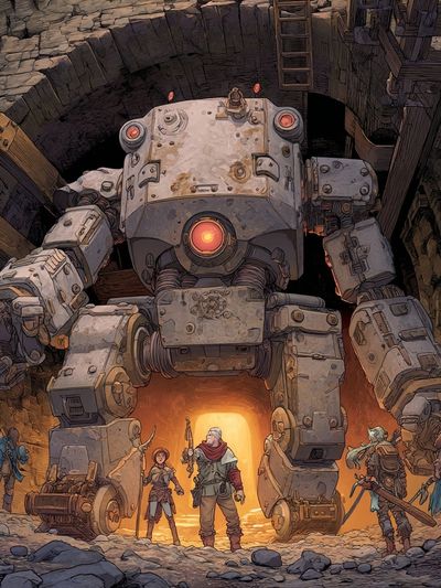 Fantasy Robot Adventure — Digital Art Print. poster print
