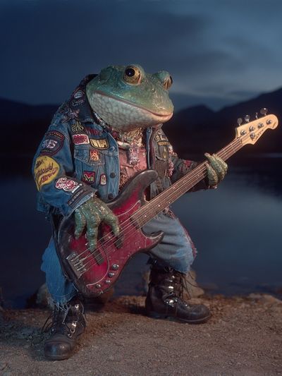 Rockstar Frog Playing Bass — Funny Print. poster