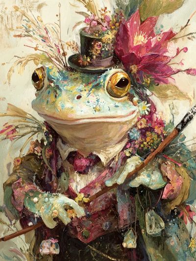 Frog in Top Hat Illustration Poster. poster print