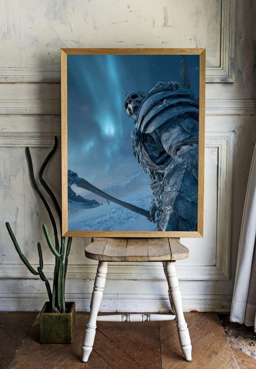 Frost Giant Under Northern Lights Poster. — room view 1
