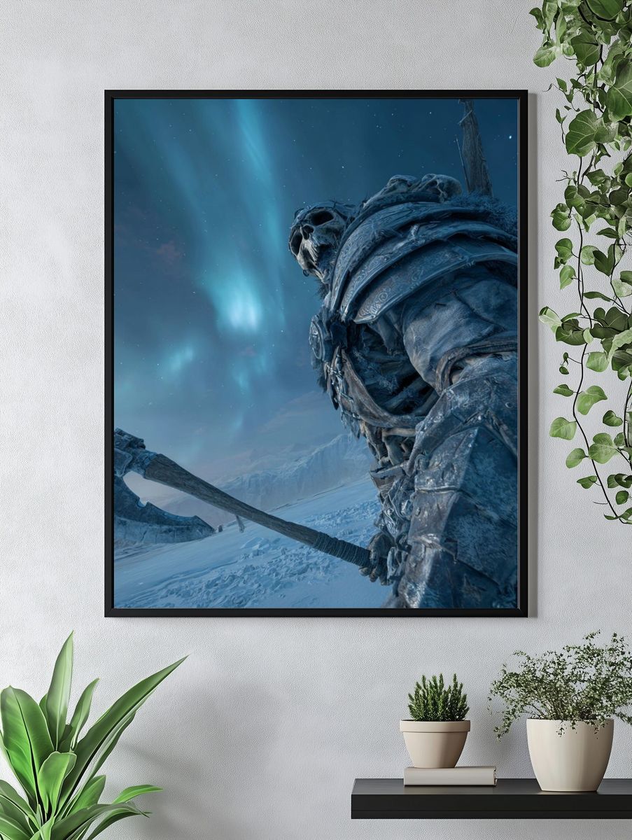 Frost Giant Under Northern Lights Poster. — room view 4