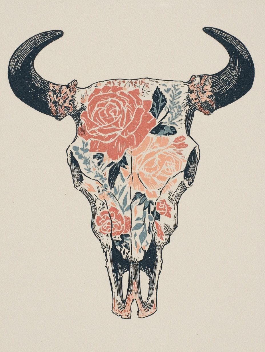 Floral Skull Art Print. poster detail