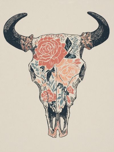 Floral Skull Art Print. poster