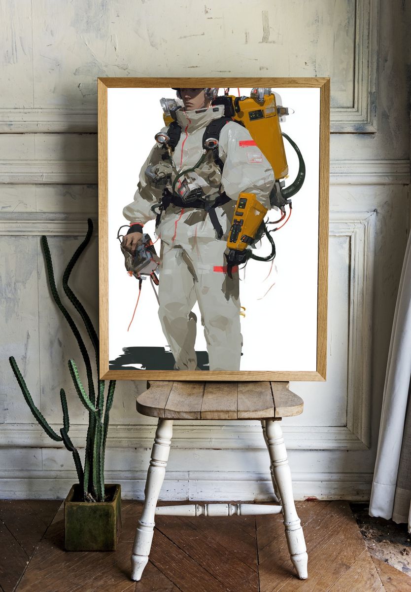Futuristic Space Explorer — Digital Art Print. — room view 1