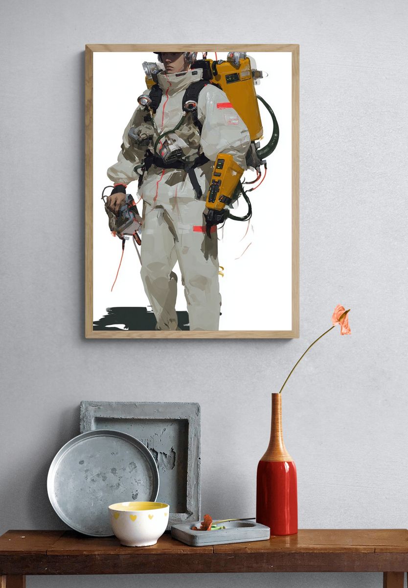 Futuristic Space Explorer — Digital Art Print. — room view 3