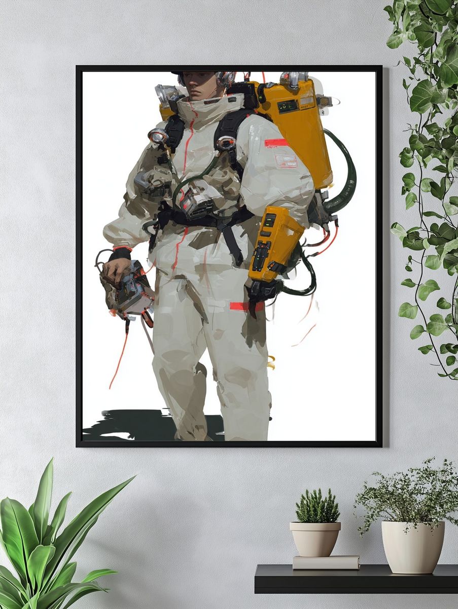 Futuristic Space Explorer — Digital Art Print. — room view 4