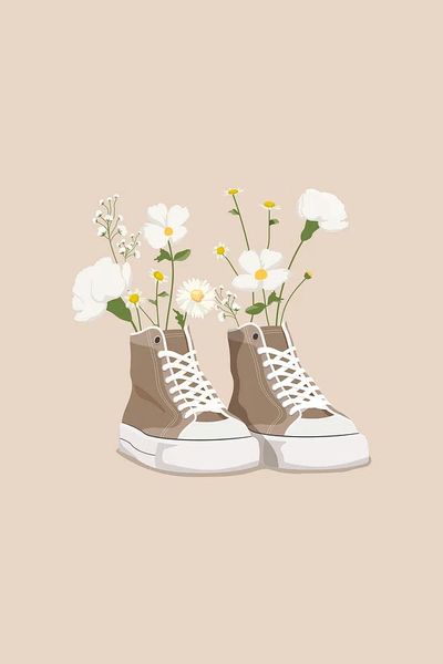 Floral Sneakers Illustration Poster. poster print
