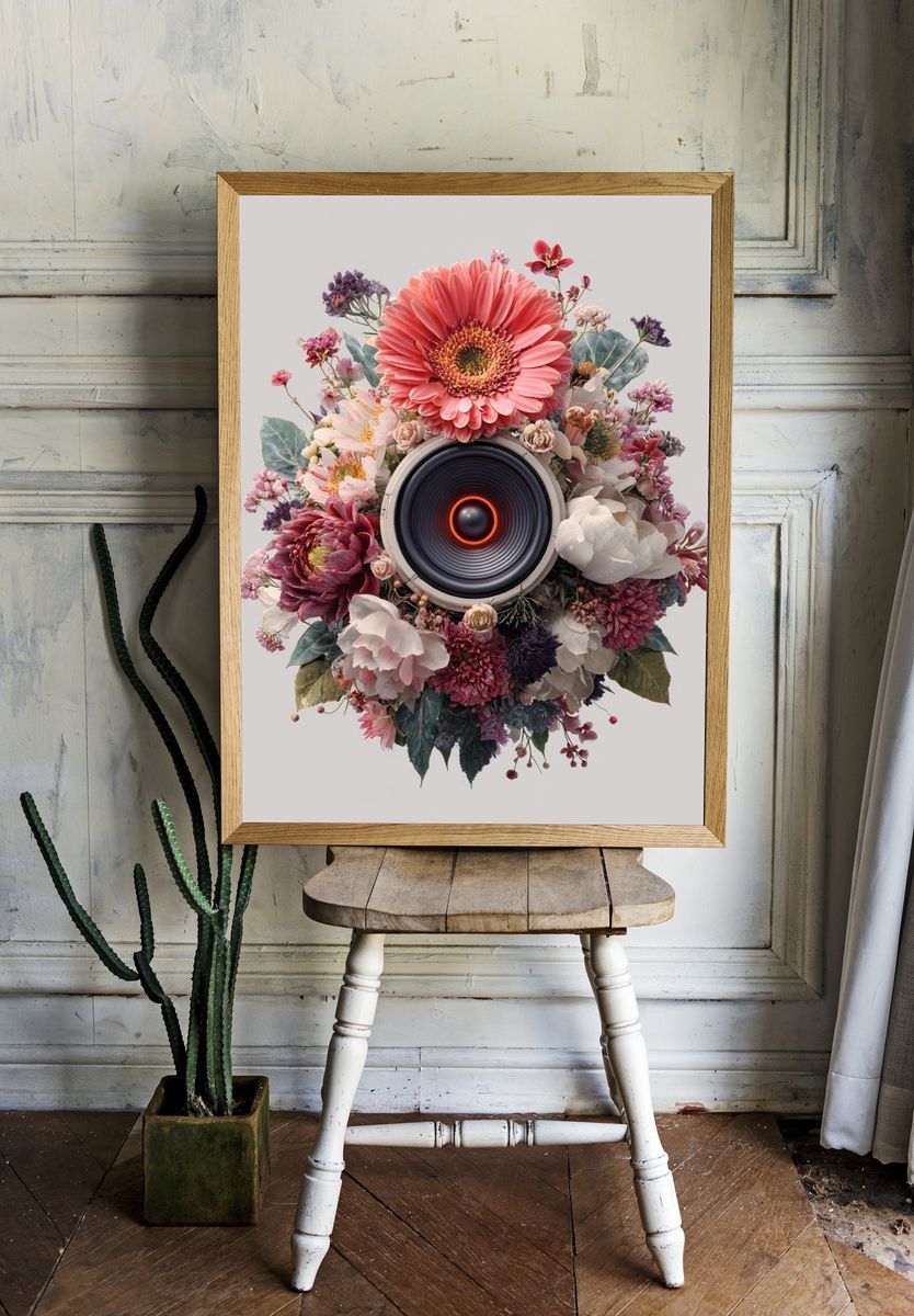 Floral Speaker — Illustration Print. — room view 1