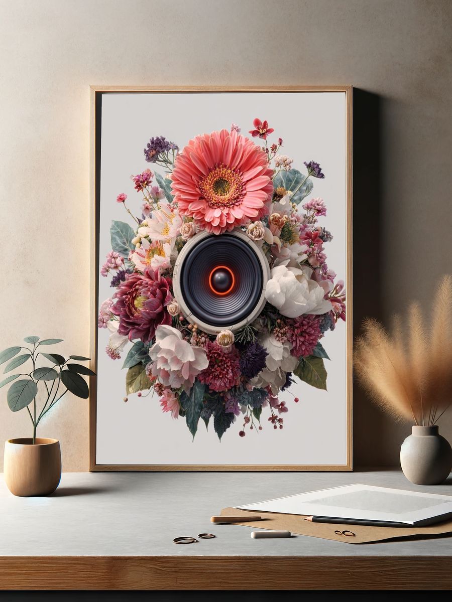 Floral Speaker — Illustration Print. — room view 2