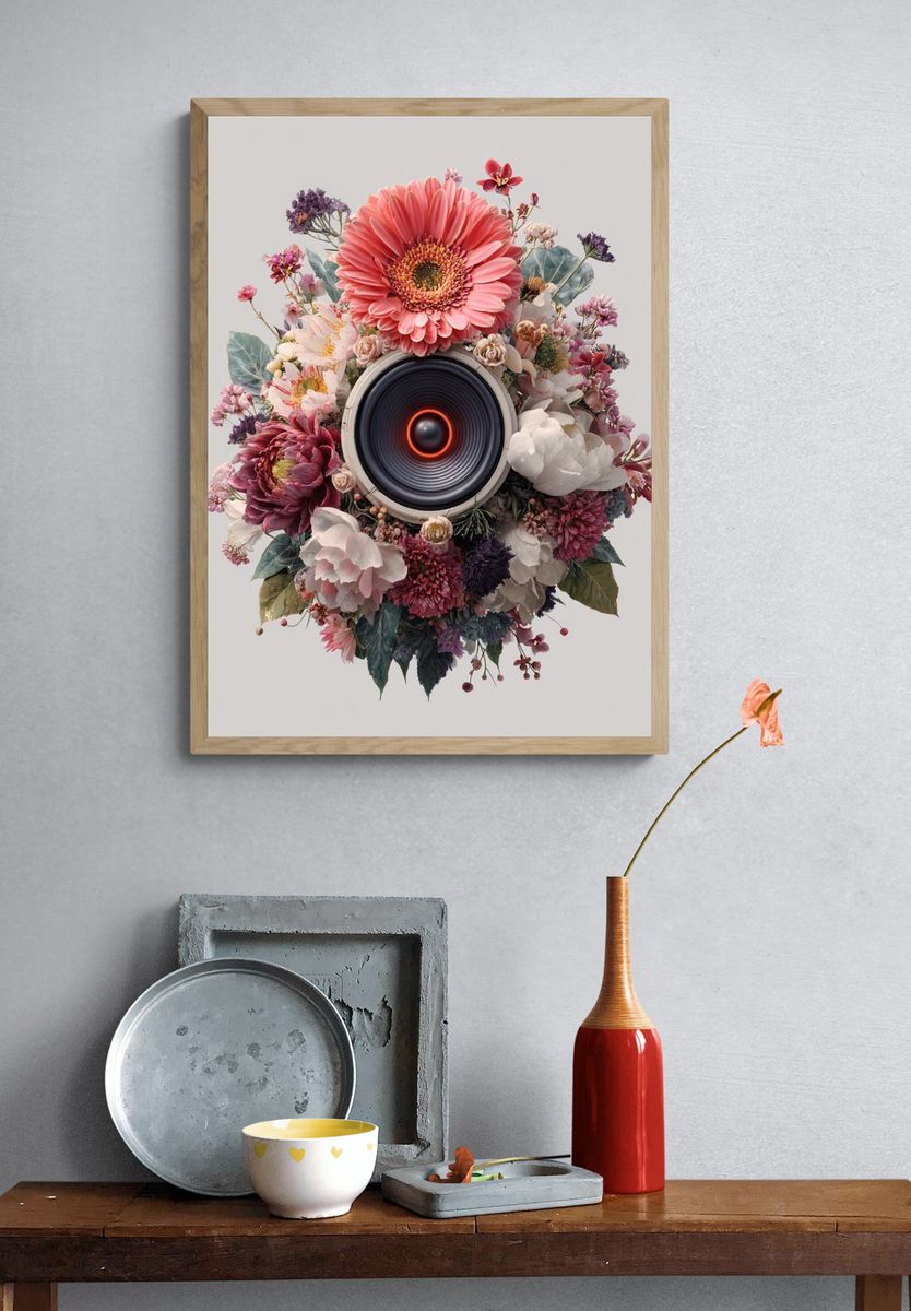 Floral Speaker — Illustration Print. — room view 3