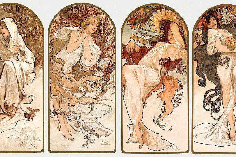 Four Seasons — Art Nouveau Print. poster detail