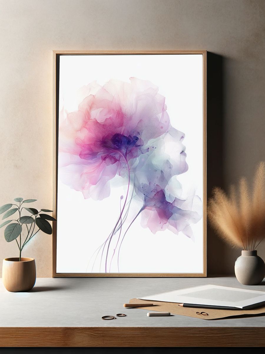 Floral Silhouette — Watercolor Print. — room view 2