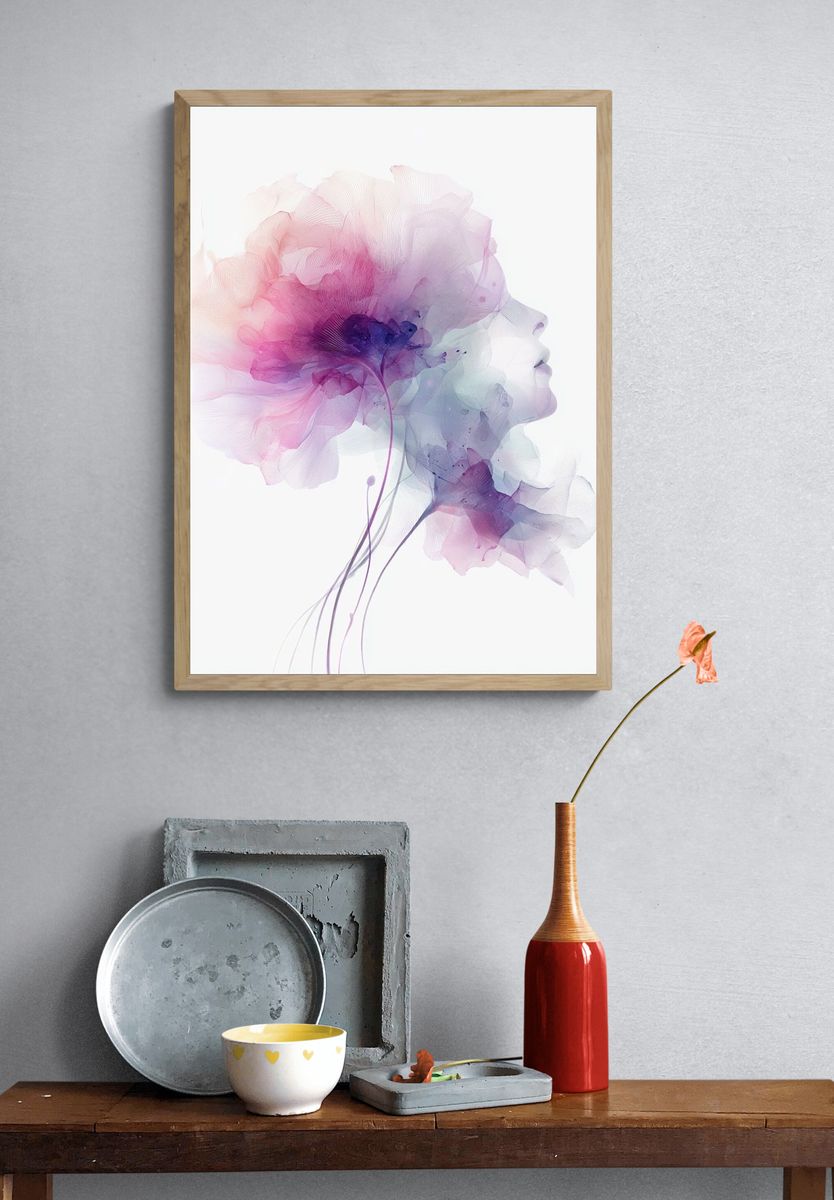 Floral Silhouette — Watercolor Print. — room view 3