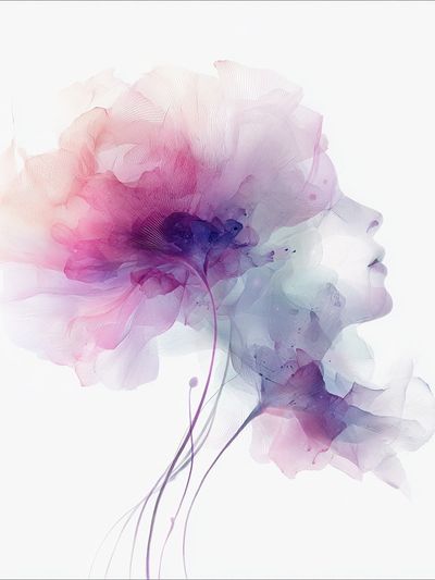 Floral Silhouette — Watercolor Print. poster