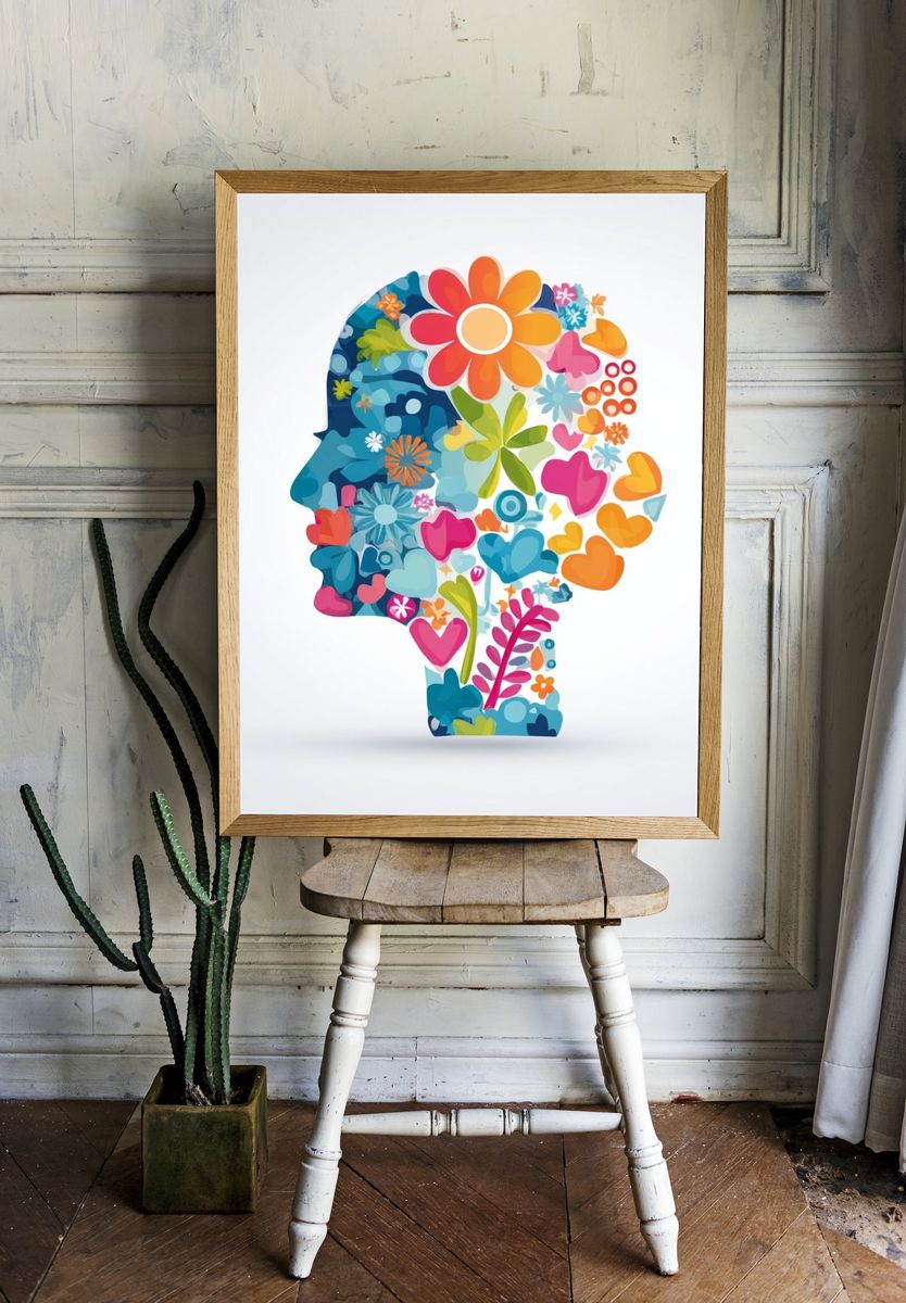 Floral Silhouette — Illustration Print. — room view 1