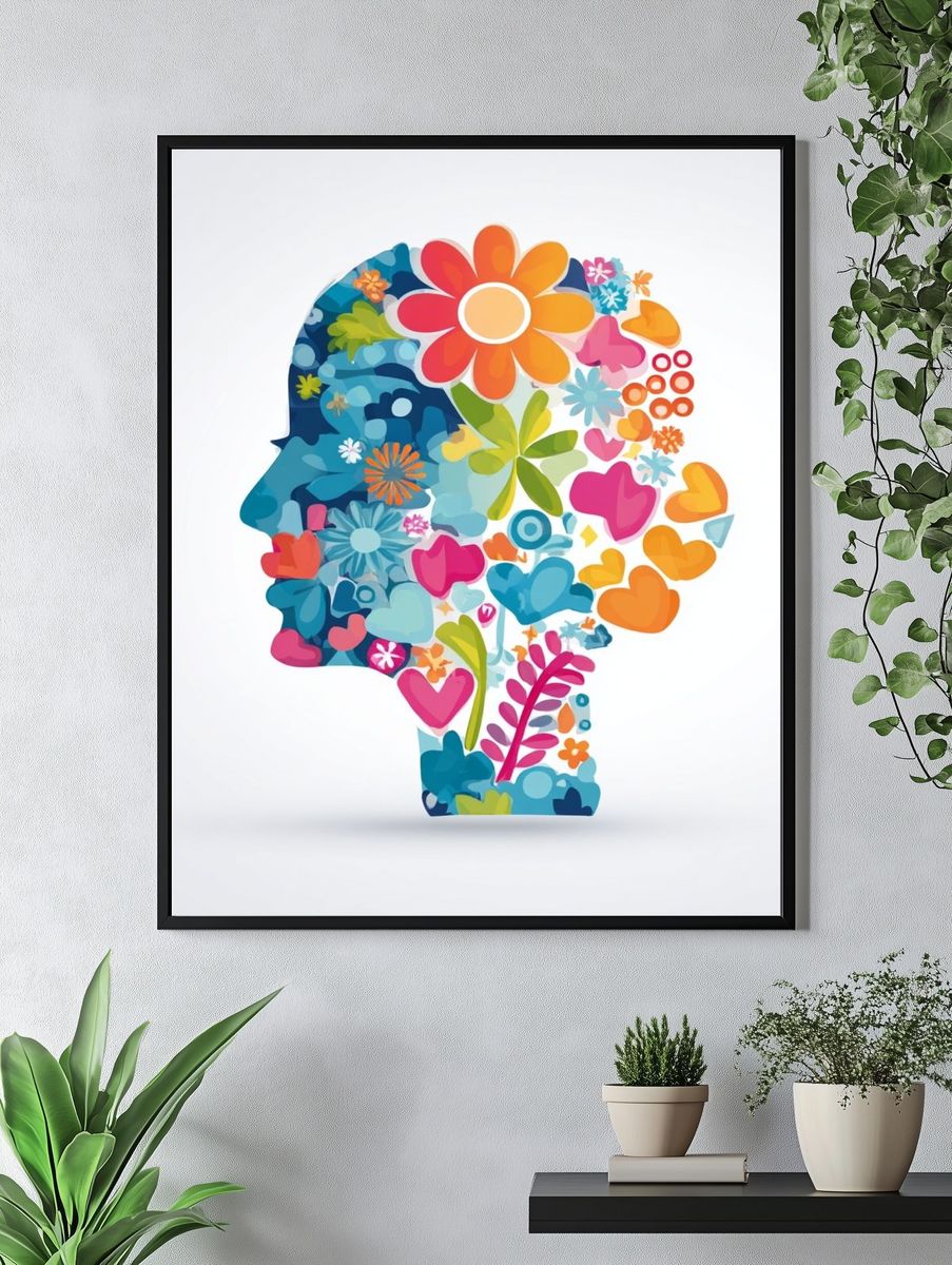 Floral Silhouette — Illustration Print. — room view 4