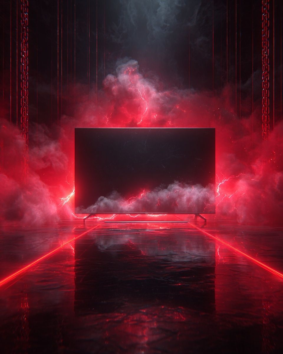 Futuristic TV in Stormy Atmosphere Poster. poster — fine-art art