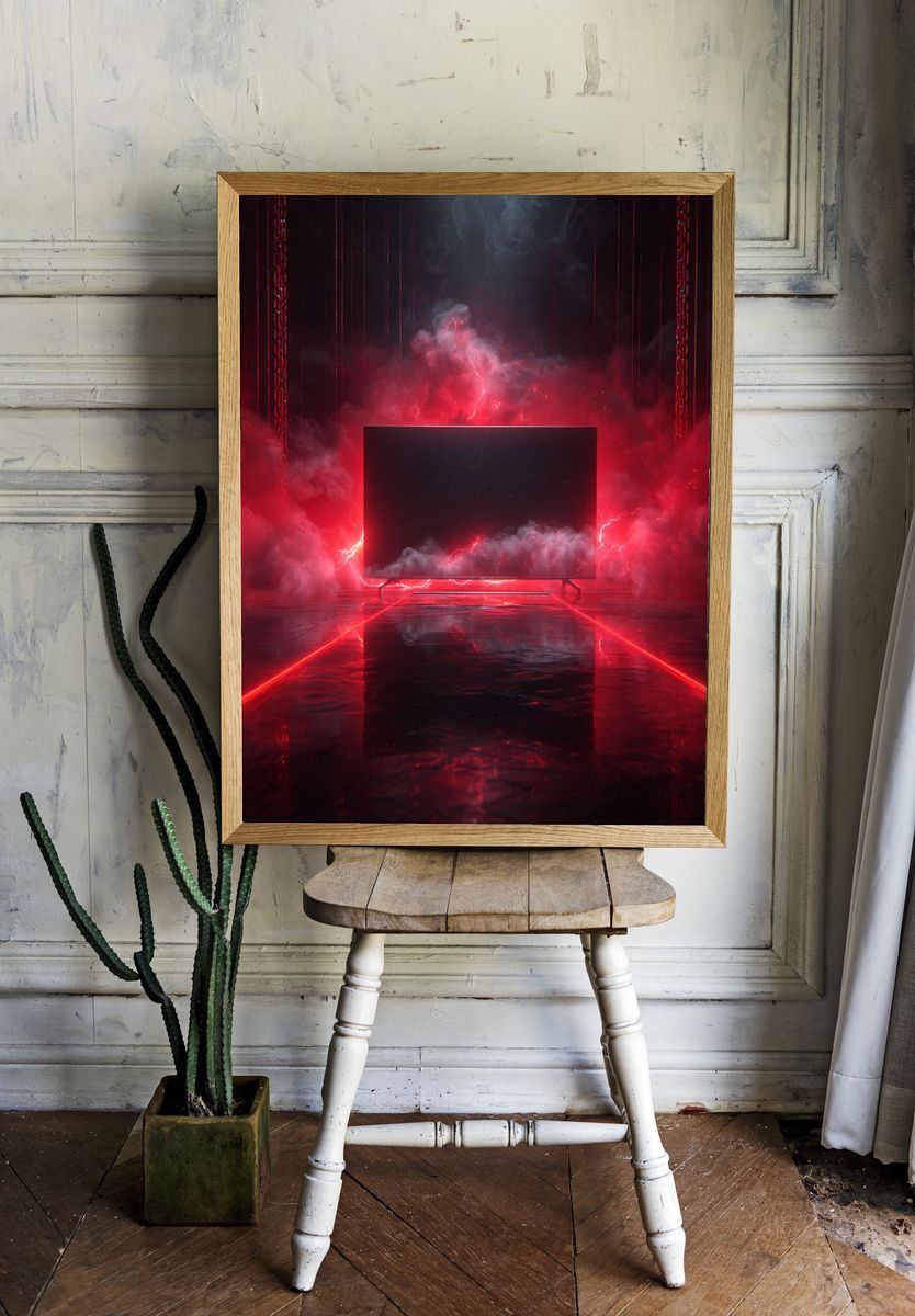 Futuristic TV in Stormy Atmosphere Poster. — room view 1
