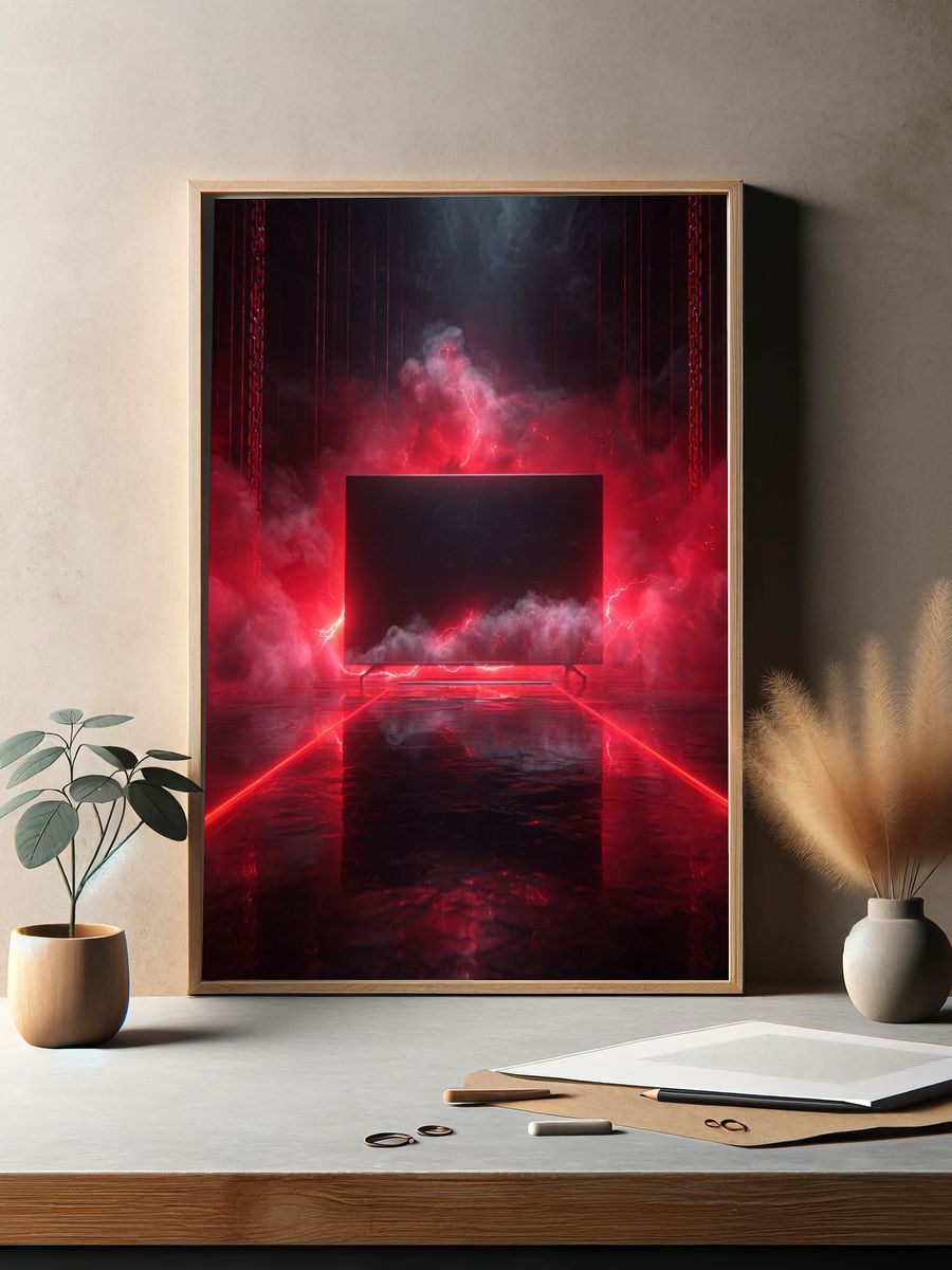 Futuristic TV in Stormy Atmosphere Poster. — room view 2