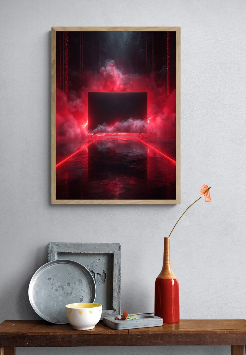 Futuristic TV in Stormy Atmosphere Poster. — room view 3
