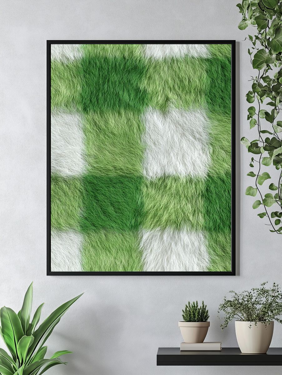 Green and White Fur Texture Poster. — room view 4