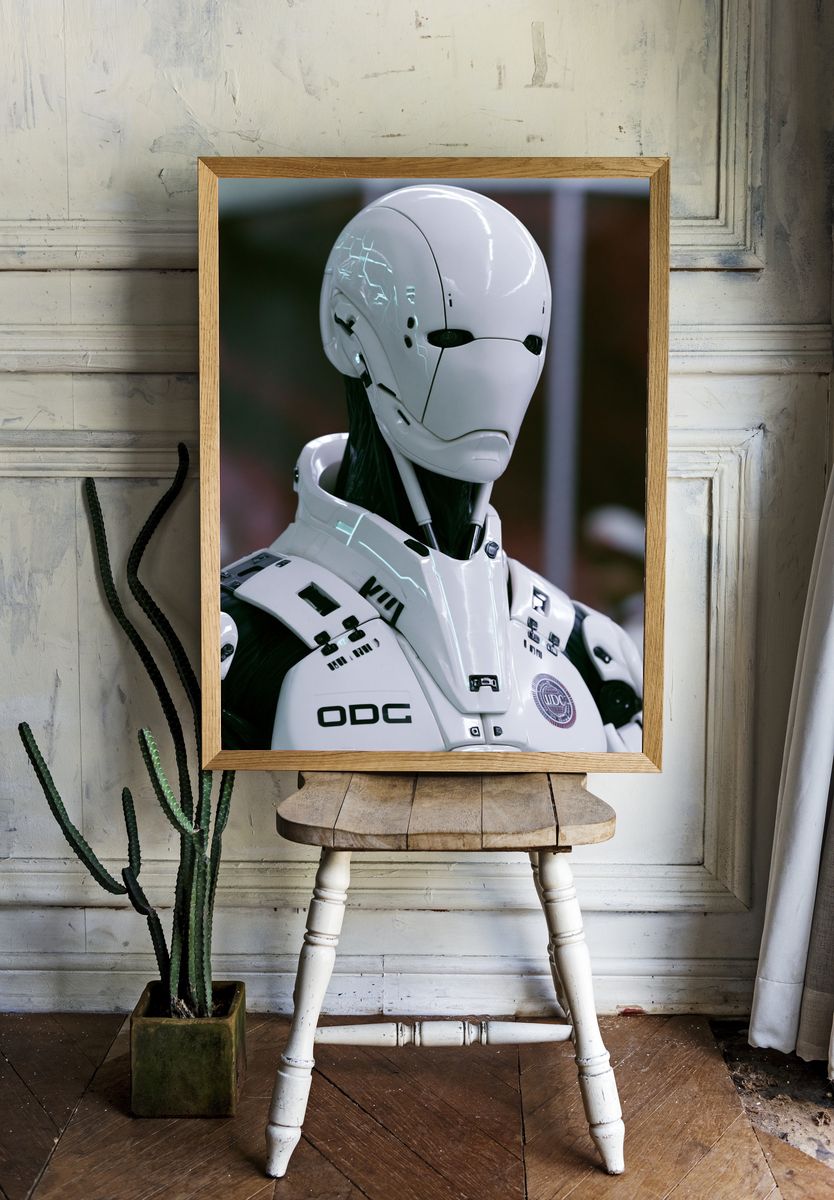 Futuristic Android Portrait Print. — room view 1