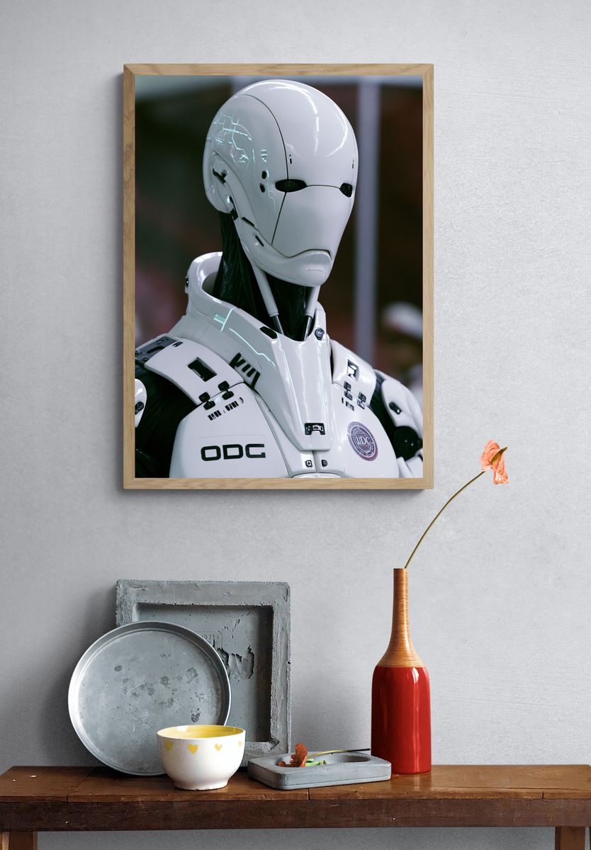 Futuristic Android Portrait Print. — room view 3