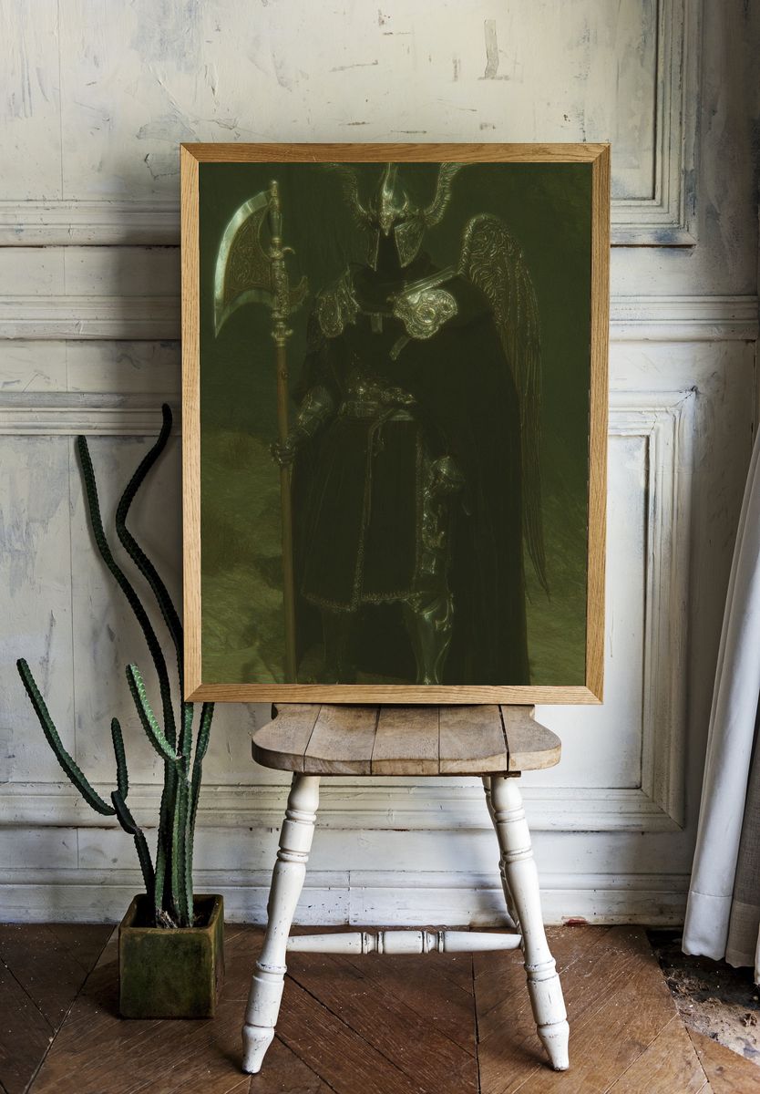 Fantasy Warrior — Digital Art Print. — room view 1