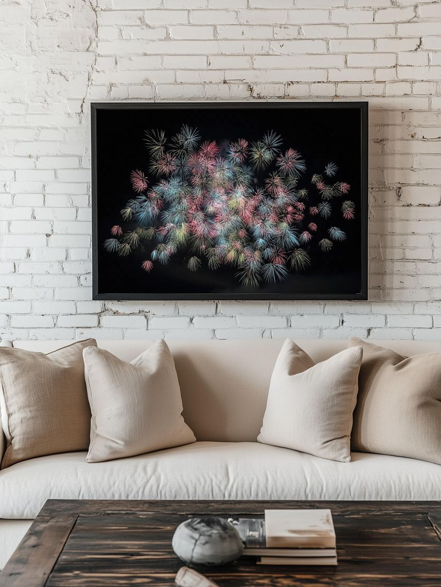 Colorful Fireworks Display Poster. — room view 1