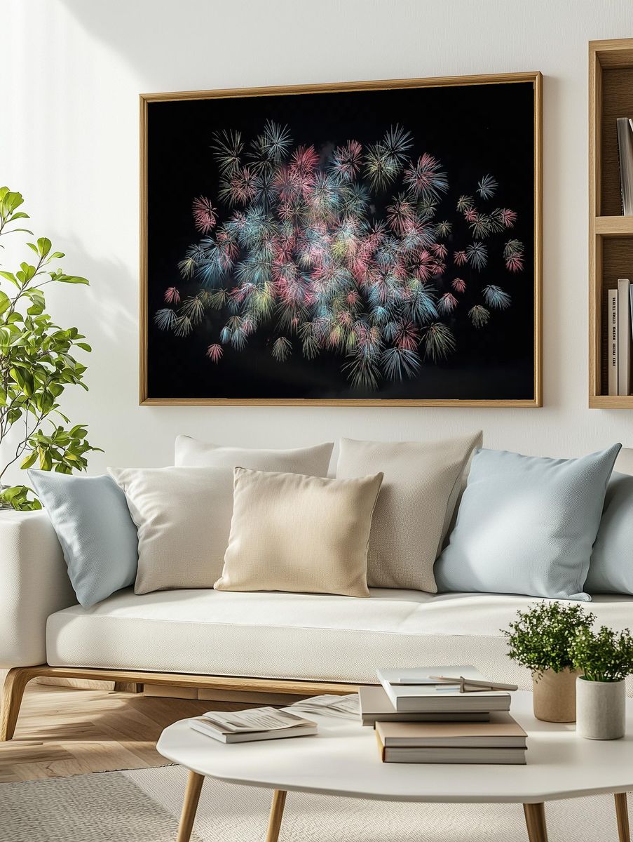 Colorful Fireworks Display Poster. — room view 2