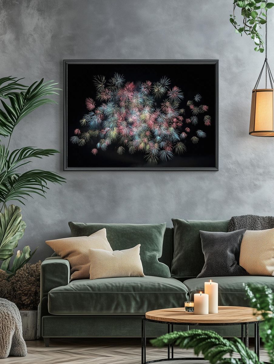 Colorful Fireworks Display Poster. — room view 4