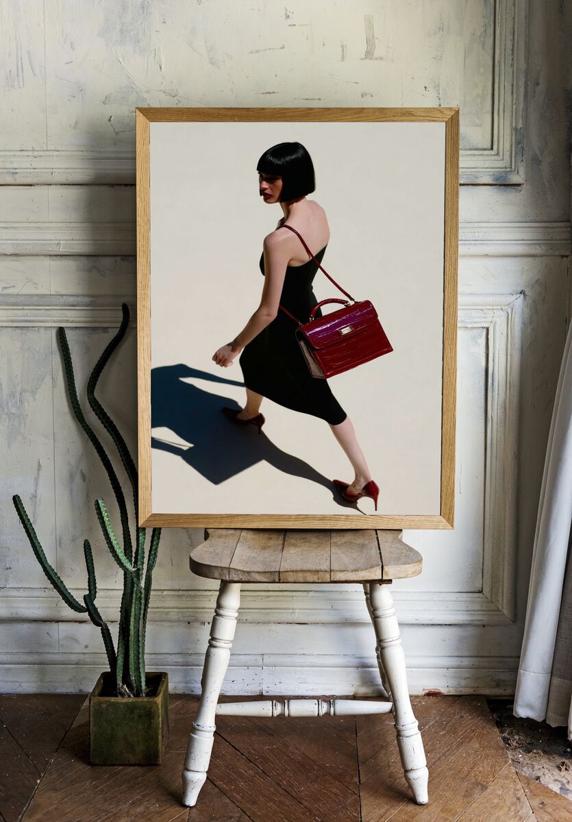 Fashionable Woman with Red Bag — Fashion Print room preview