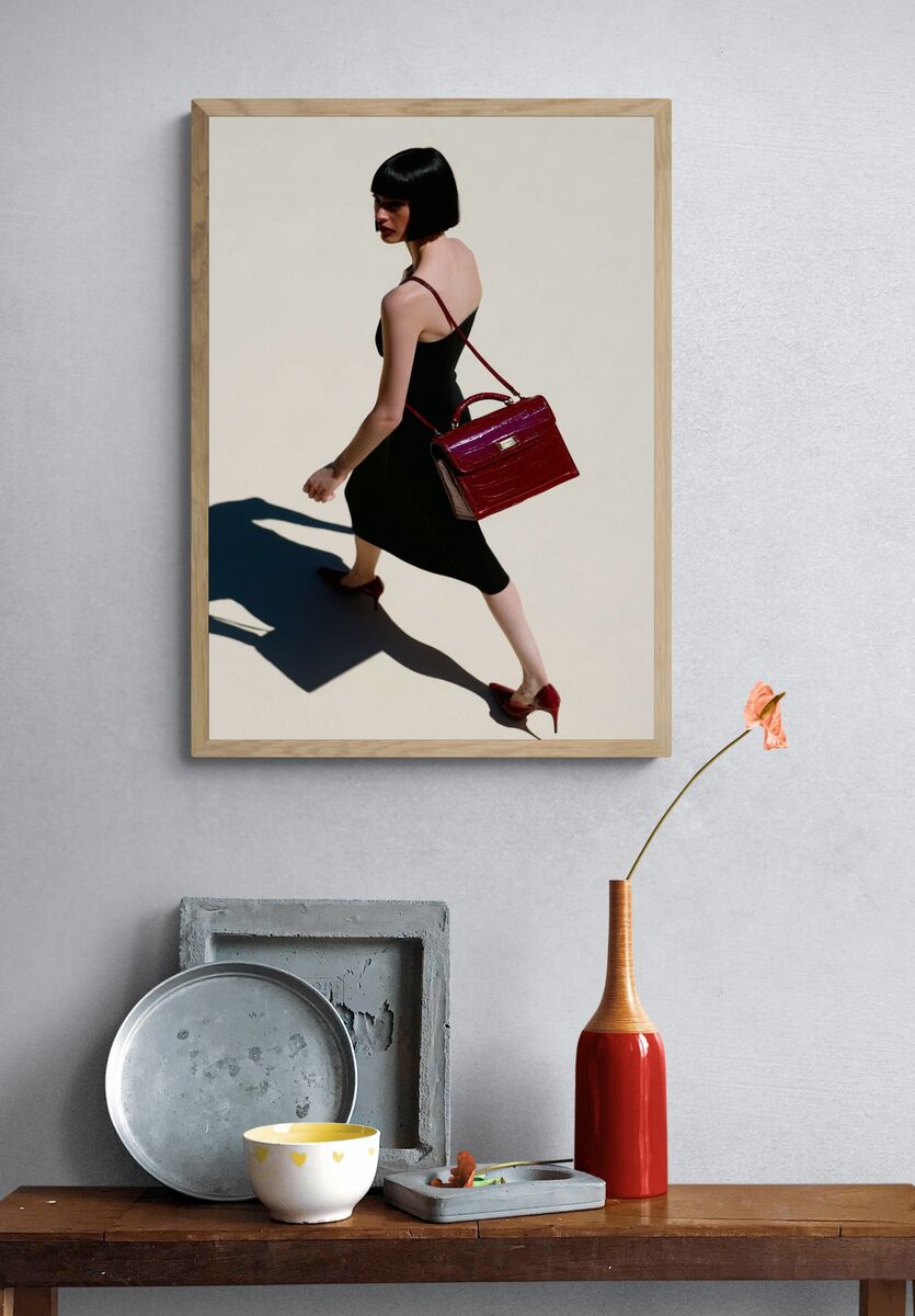 Fashionable Woman with Red Bag — Fashion Print. — room view 3