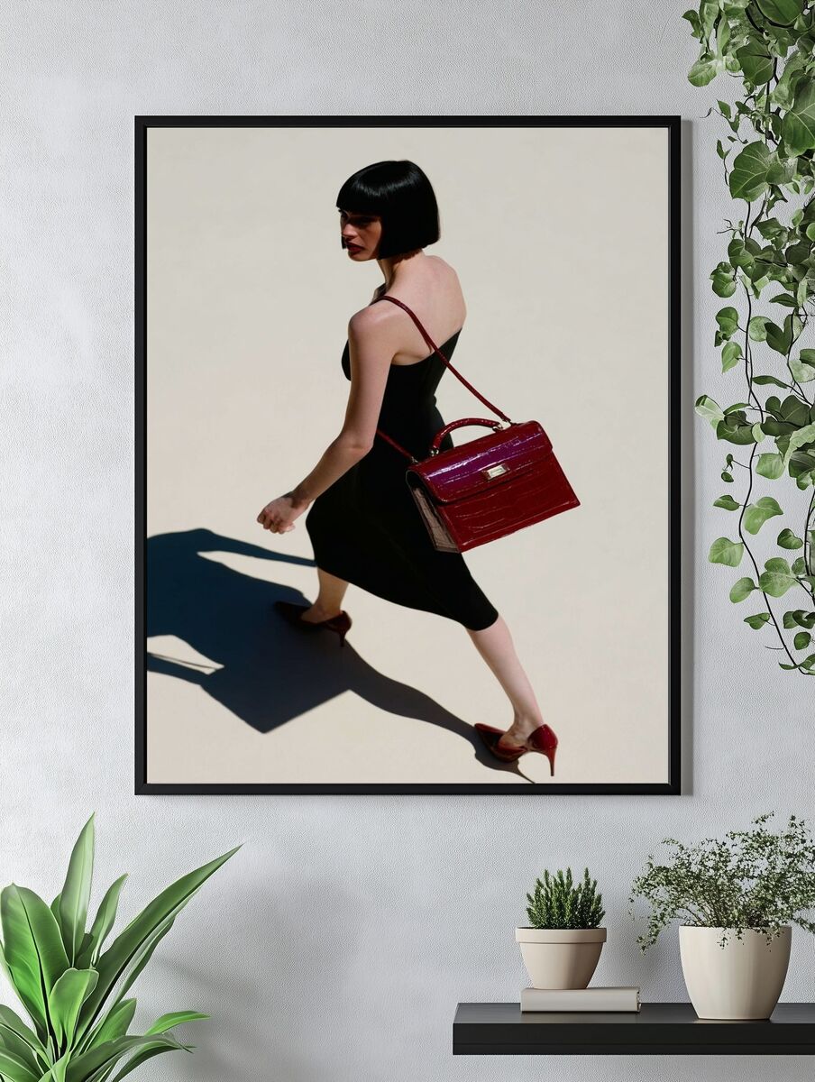 Fashionable Woman with Red Bag — Fashion Print. — room view 4