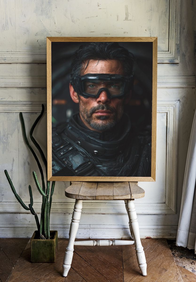 Futuristic Warrior — Portrait Print. — room view 1