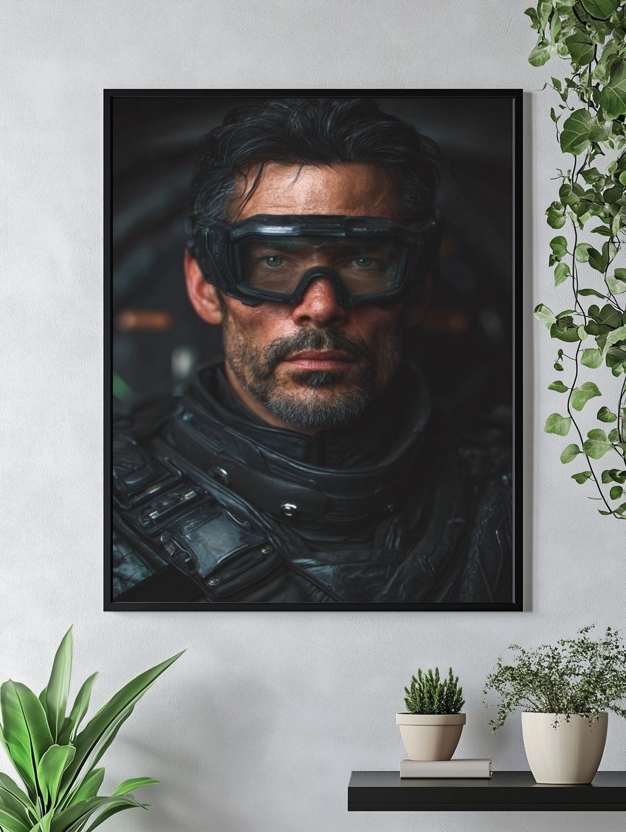 Futuristic Warrior — Portrait Print. — room view 4