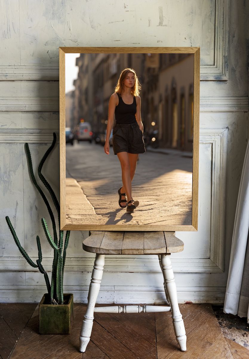 Fashionable Woman Walking — Photography Print. — room view 1