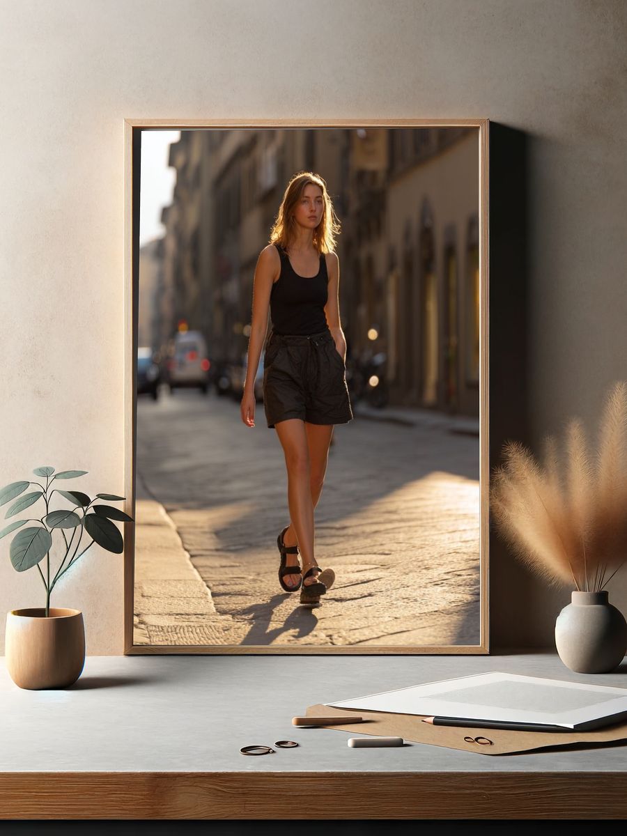 Fashionable Woman Walking — Photography Print. — room view 2