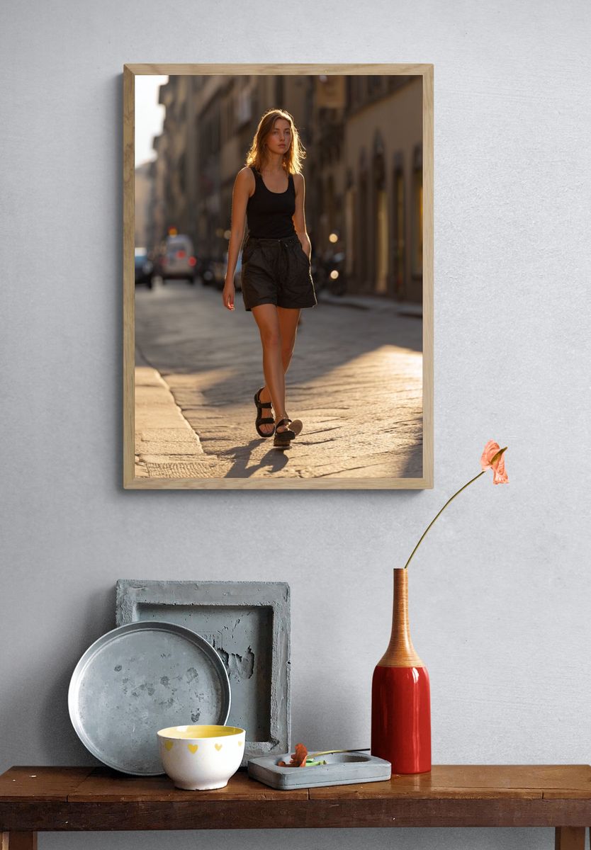 Fashionable Woman Walking — Photography Print. — room view 3