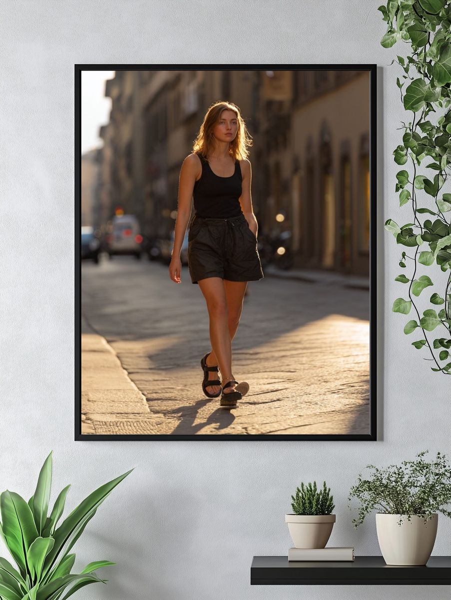 Fashionable Woman Walking — Photography Print. — room view 4
