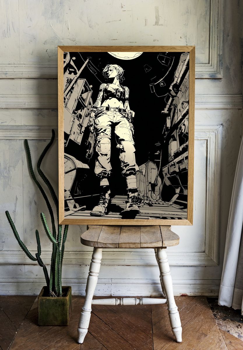 Futuristic Warrior — Illustration Print. — room view 1